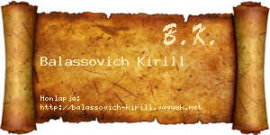 Balassovich Kirill névjegykártya